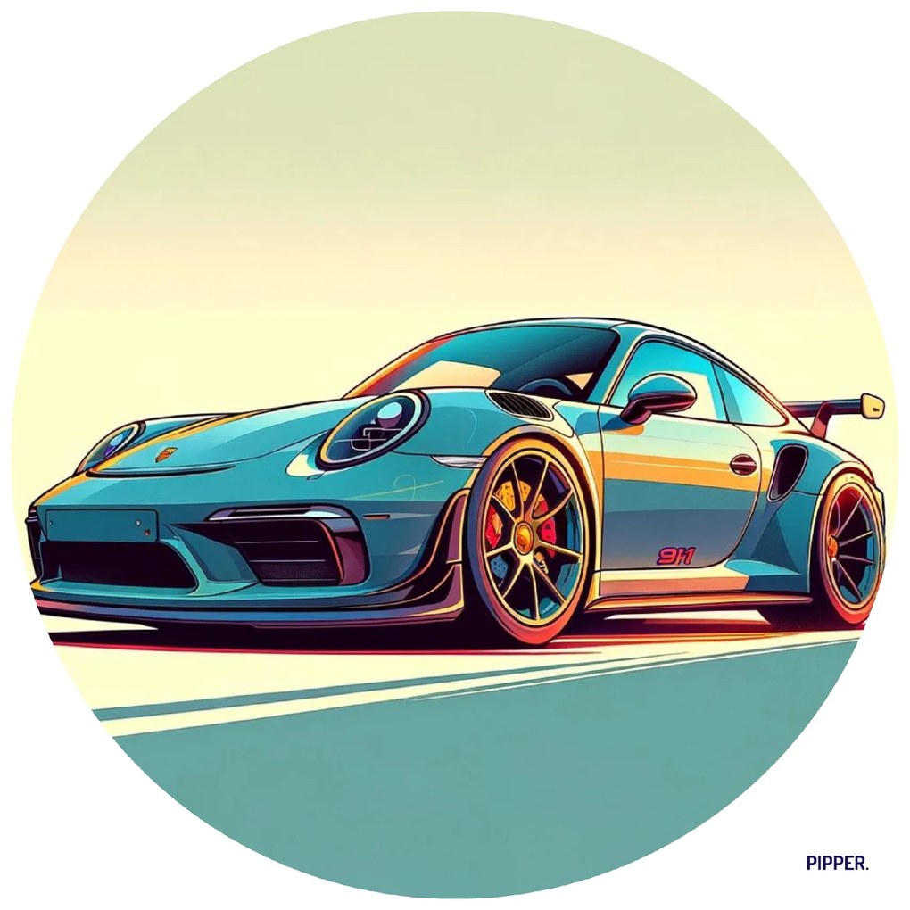 PIPPER. Kör alakú falmatrica "Porsche 911" Méret: 100cm