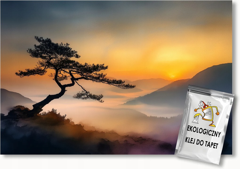 Fotótapéta Flizelina Tájkép Hegyek Reggel Hajnal Fa Fenyő 400x280 ragasztó