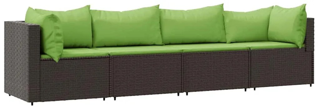4 részes barna polyrattan kerti ülőgarnitúra párnákkal
