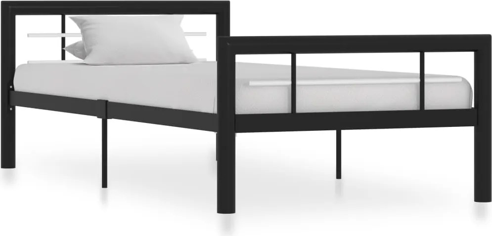 vidaXL fekete és fehér fém ágykeret 100 x 200 cm