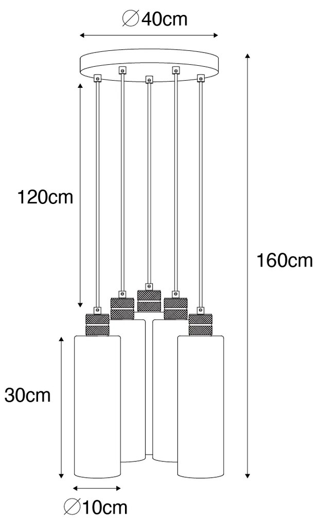 Okos függőlámpa fekete füstüveggel, 5 Wifi A60-nal - Stavelot