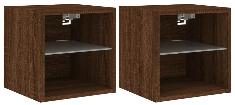 2 db barna tölgyszínű fali TV-szekrény LED-del 30x28,5x30 cm