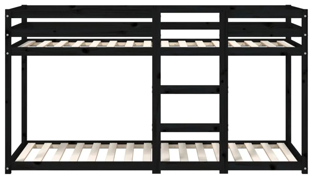 fekete tömör fenyőfa emeletes ágy 90 x 200 cm