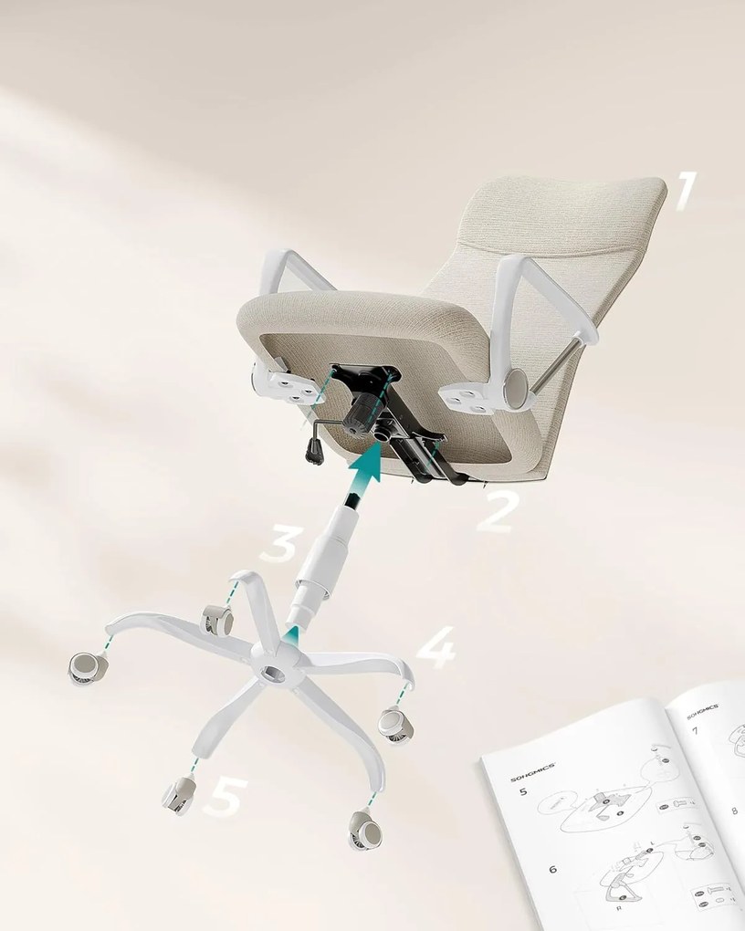SONGMICS irodai szék, ergonomikus szék cappuccino bézs színben