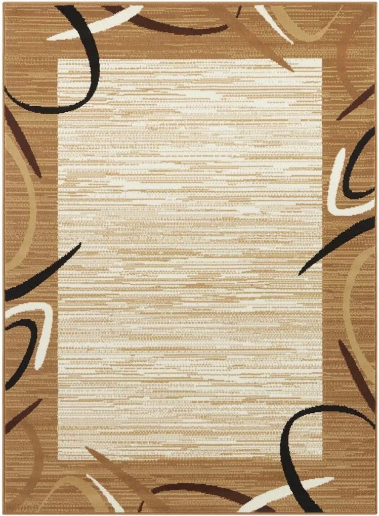 Modern barna krémszínű nappali szőnyeg puha rövid hajjal 180x260