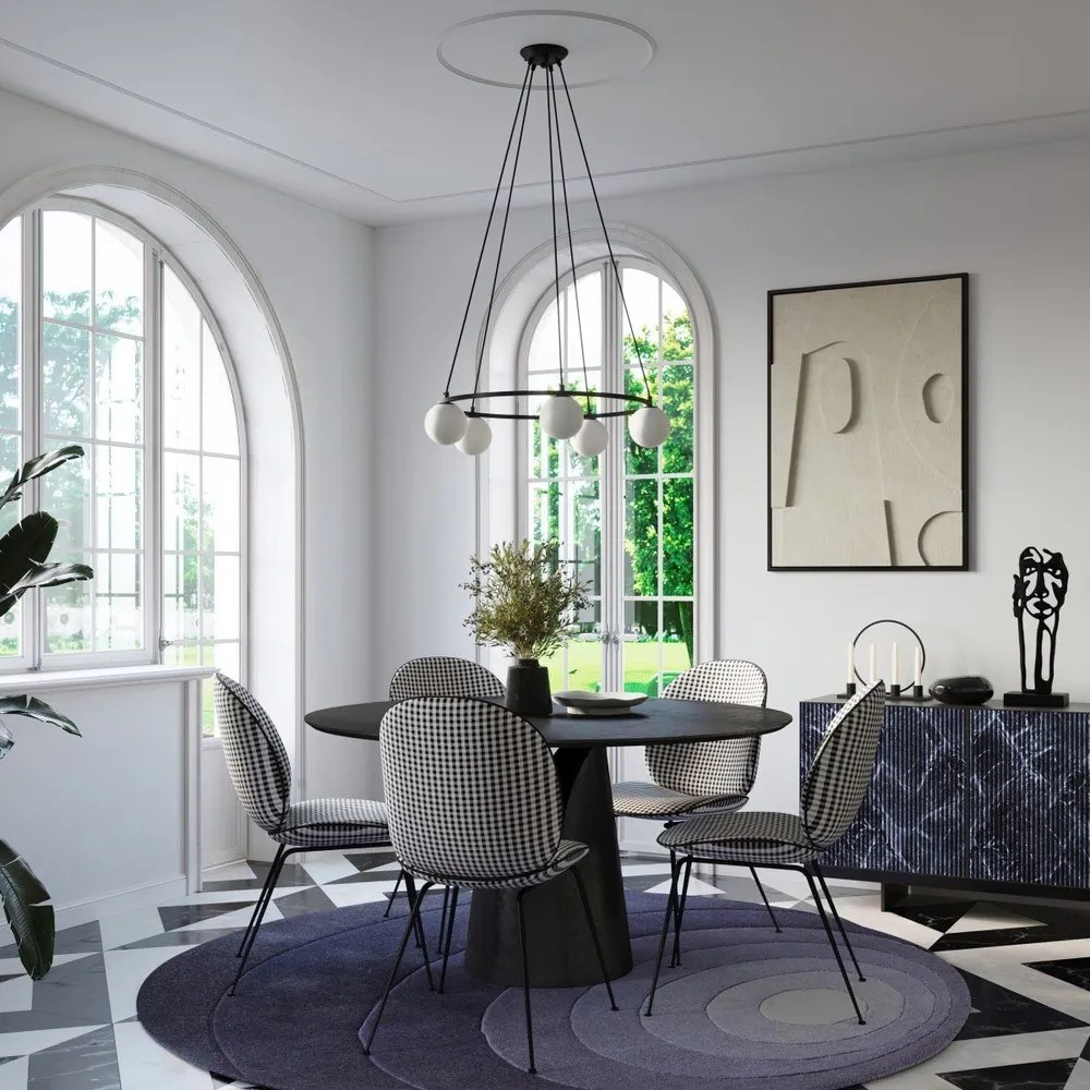 Fehér-fekete függőlámpa üveg búrával Umerta – Sollux