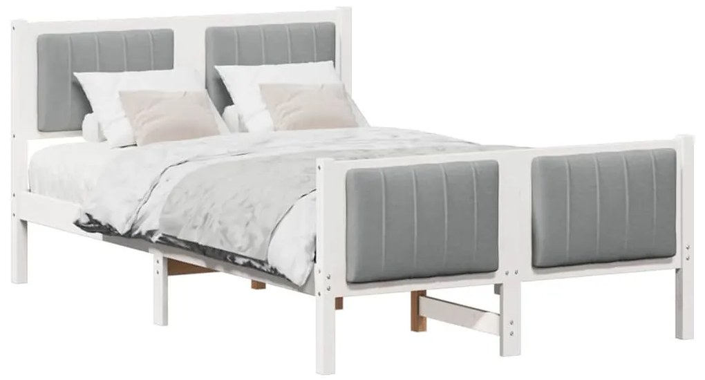 Ágykeret Fehér és világosszürke 120 x 200 cm Tömör fenyőfa