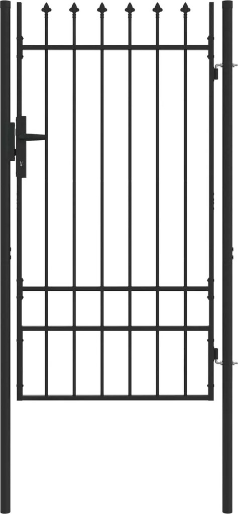 vidaXL Kerítés kapu zárral Szürke 103 x 225 cm Porszórt acél