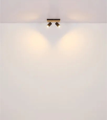 Globo 57909-2 Fali spotlámpa, fém fekete matt, fa sötétbarna, forgatható, HxSzxM: 260x80x125mm, 2x GU10 25W 230V izzók nélkül