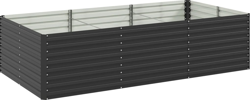 Outsunny Kültéri Virágláda, Horganyzott Emelt Kertágy, Téglalap alakú Kert Planter Biztonsági Élekkel és Nyitott Aljjal, Virágokhoz, Fűszerekhez, Zöld