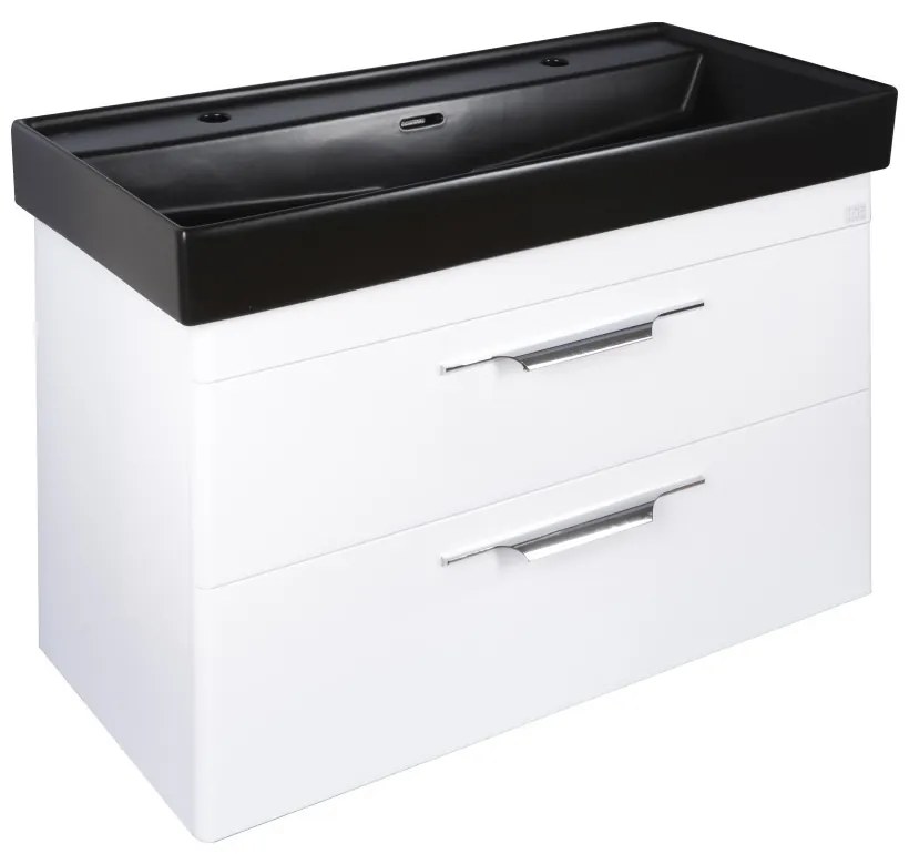 TMP LUX 100D fali fürdőszobabútor - CeraStyle SHARP FEKETE DUPLA csaplyukas mosdóval - 100 x 48 cm