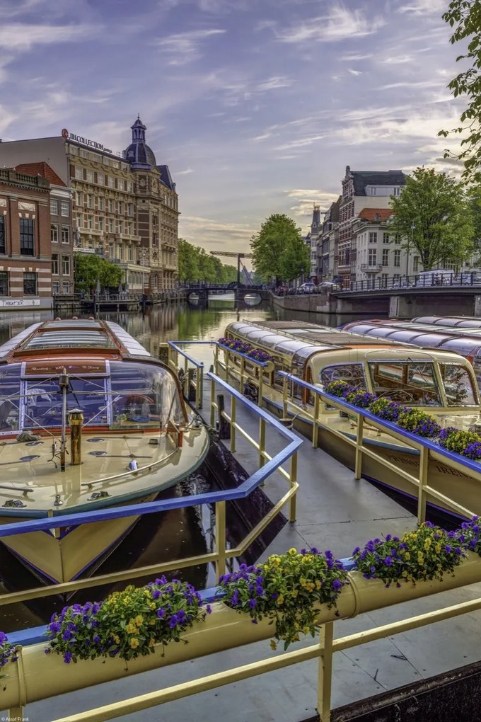 Poszter 30x45cm Kikötött hajók Amszterdamban, Assaf Frank