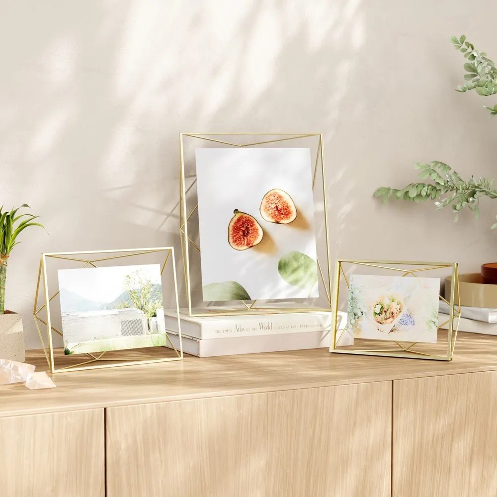 Aranyszínű fém álló-fali képkeret 18x23 cm Prisma – Umbra