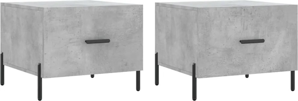 vidaXL 2 db betonszürke szerelt fa dohányzóasztal 50 x 50 x 40 cm