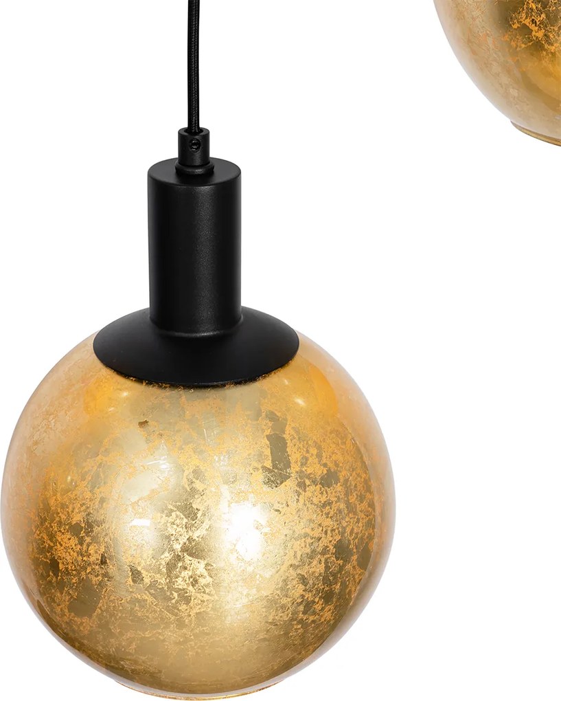 Okos függőlámpa, fekete, arany üveggel, 7 izzós, 7 Wifi A60-as izzóval - Bert