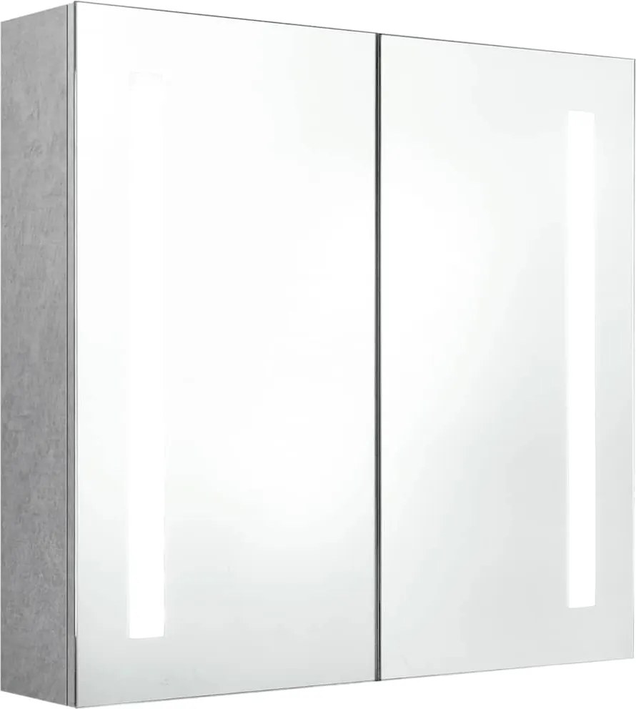 vidaXL betonszürke LED-es tükrös fürdőszobaszekrény 62 x 14 x 60 cm