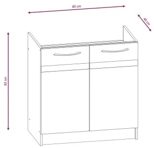Konyhablokk VALERIA 180 cm sonoma tölgy/barna