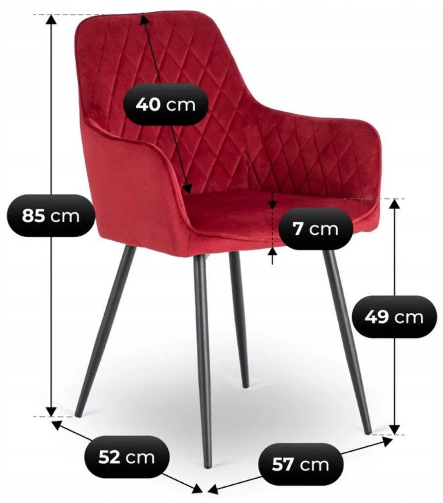 Elegáns Bordó Bársony Étkezőszék BRESSO