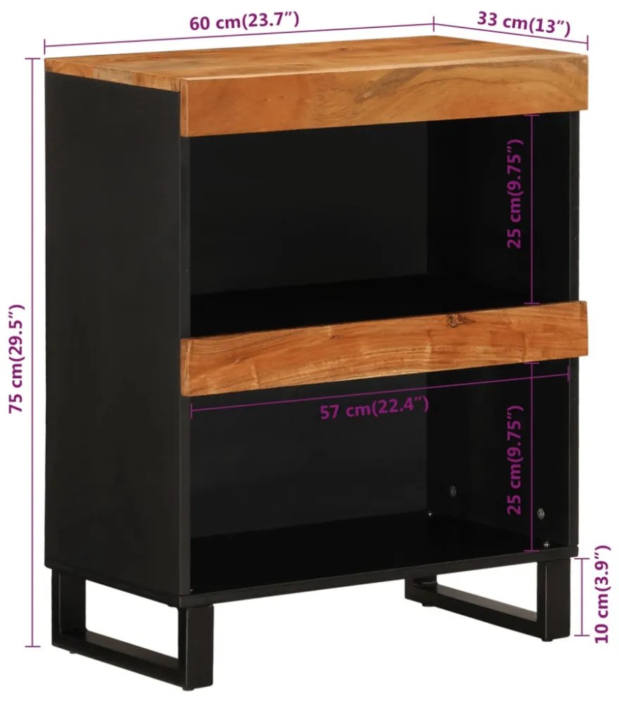 tömör akácfa tálalószekrény 60 x 33 x 75 cm