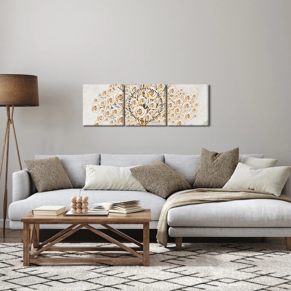 Egy virágfa képe (órával) (90x30 cm)