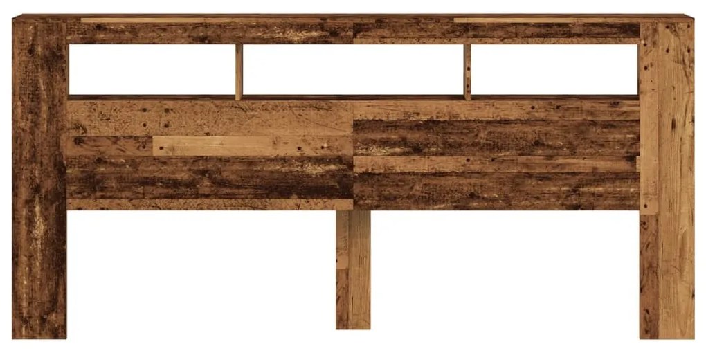 antik fa színű szerelt fa LED-es fejtámla 220x18,5x103,5 cm