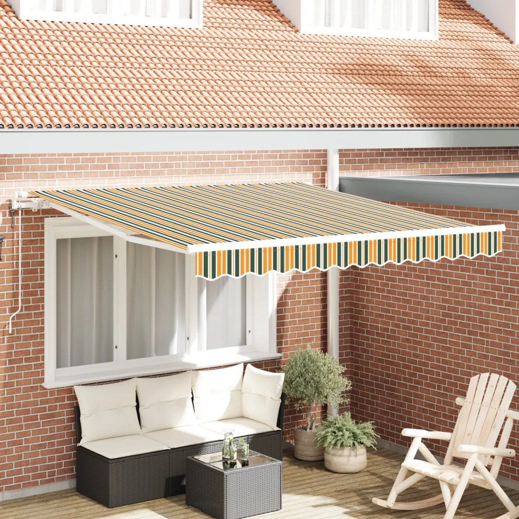 Automatikus Behúzható Napellenző Zöld és Sárga 350x250 cm