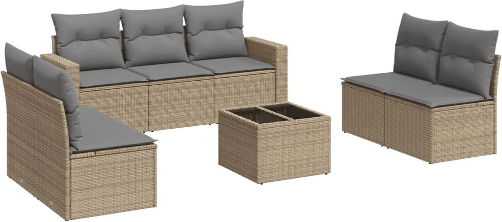 vidaXL 8 részes bézs polyrattan kerti ülőgarnitúra párnával