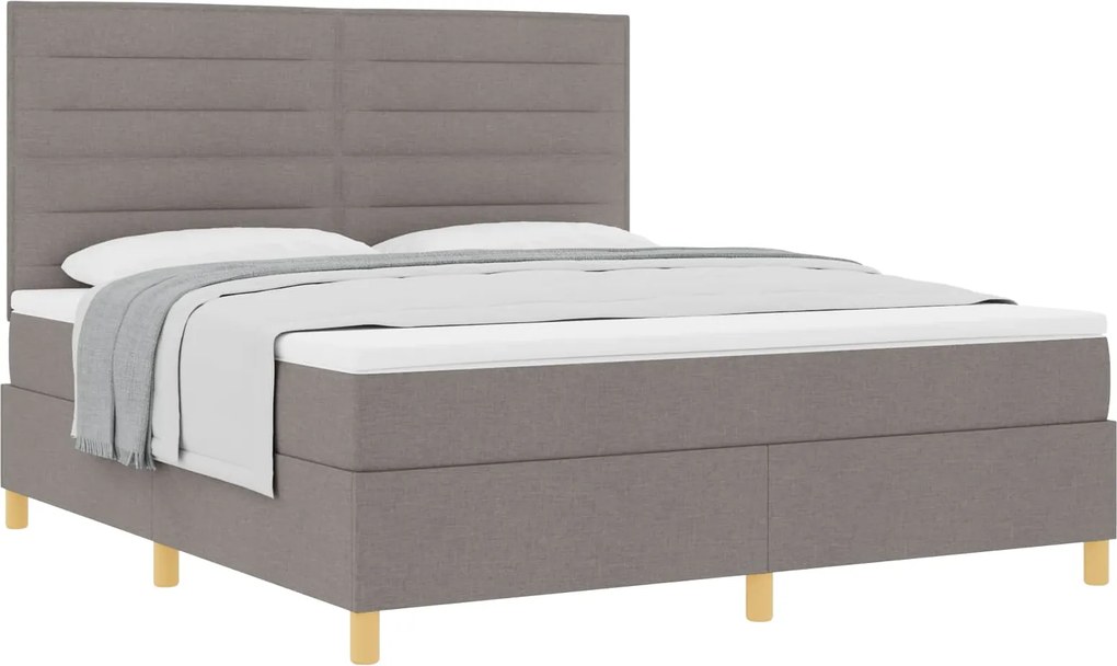 vidaXL Boxrugós ágy matracmal fejtámlával Tópszínű 180 x 200 cm szövet