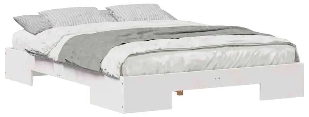 vidaXL Földi ágykeret tárolóval Fehér 150 x 200 cm Tömör fenyőfa