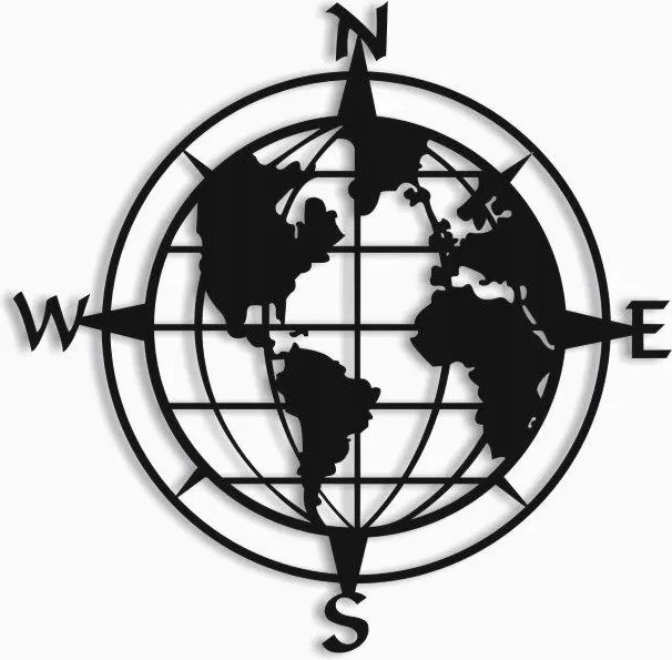 Áttört Kép 3D 40X40 Iránytű Földgömb Fali Dekoráció