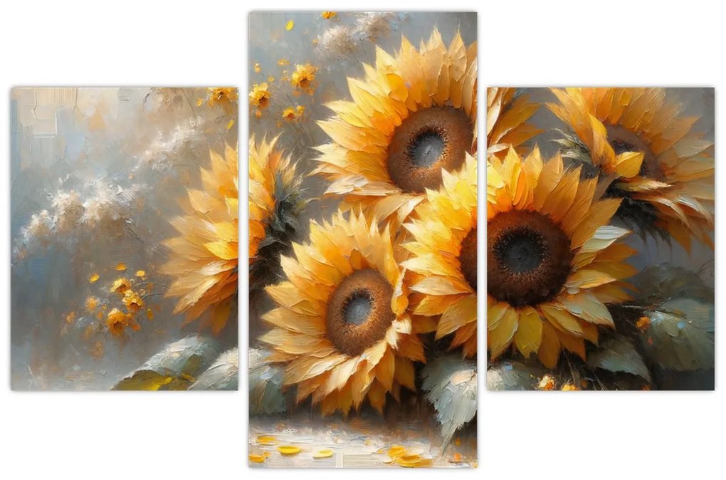 Kép - Napraforgók festménye (90x60 cm)