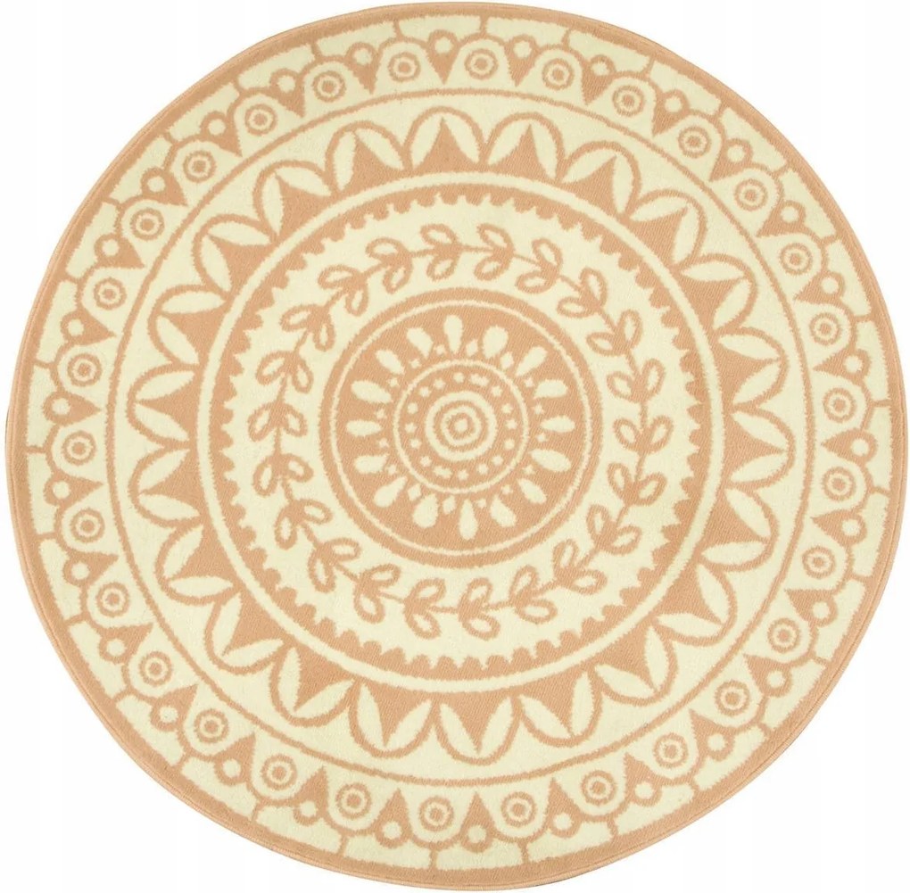 átm. 140 cm Kerek Szőnyeg Luna Kör Pasztell Púder Rózsaszín Rozetta Mandala