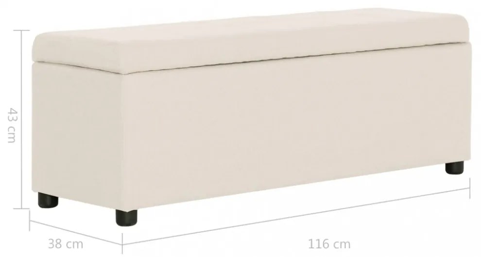 krémszínű poliészter pad tárolórekesszel 116 cm