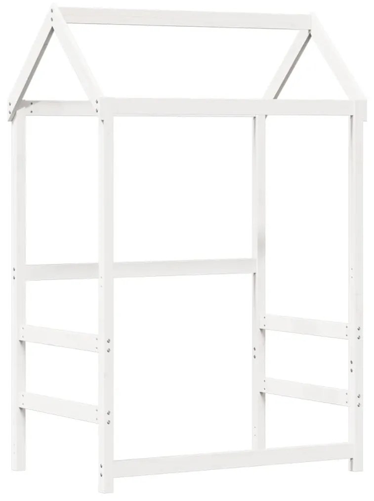 fehér tömör fenyőfa ágy és pad szett tetővel 75 x 190 cm