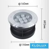 UNIVERSO Taposólámpa LED 12w 1450lm 6500k 30° IP67 acél Ø160-Ø146x92mm