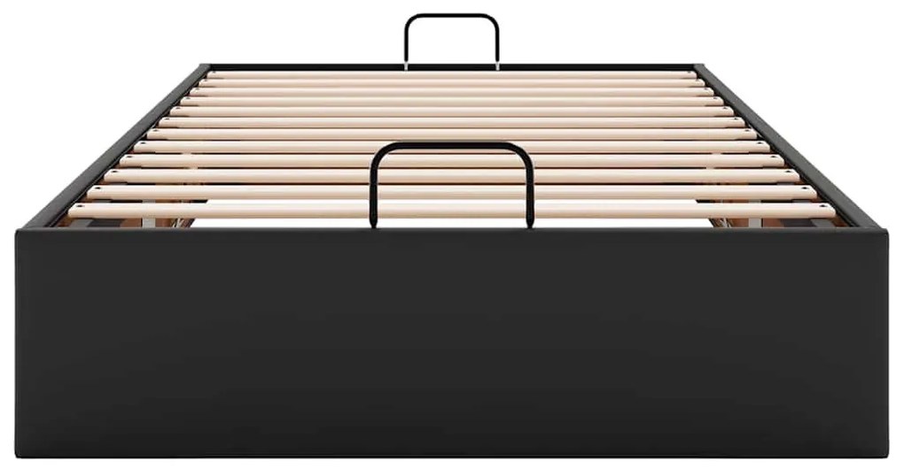 Ottomán ágykeret matrac nélkül fekete 80x200 cm műbőr