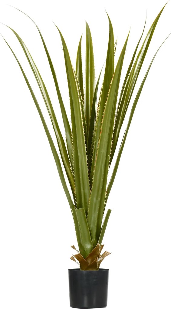 HOMCOM Mesterséges Agave Növény Cserépben, Magasság 90 cm, 16 Levél, Beltéri és Kültéri, Valósághű | Aosom