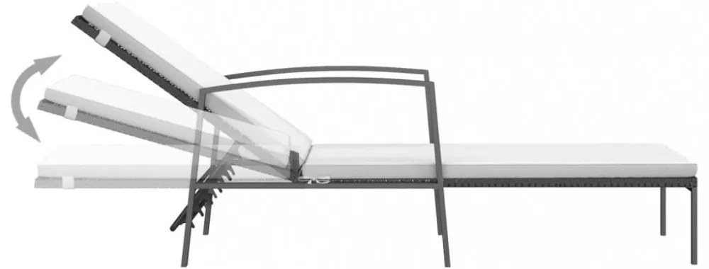 2 db fekete polyrattan napozóágy asztallal