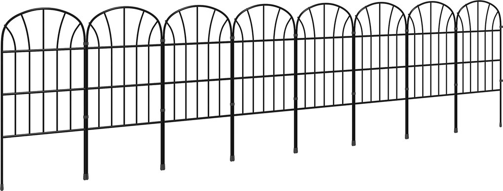 Outsunny 8 darabos dekoratív kerti kerítés készlet, fekete fém díszítésekkel - 264 x 61 cm fekete | Aosom