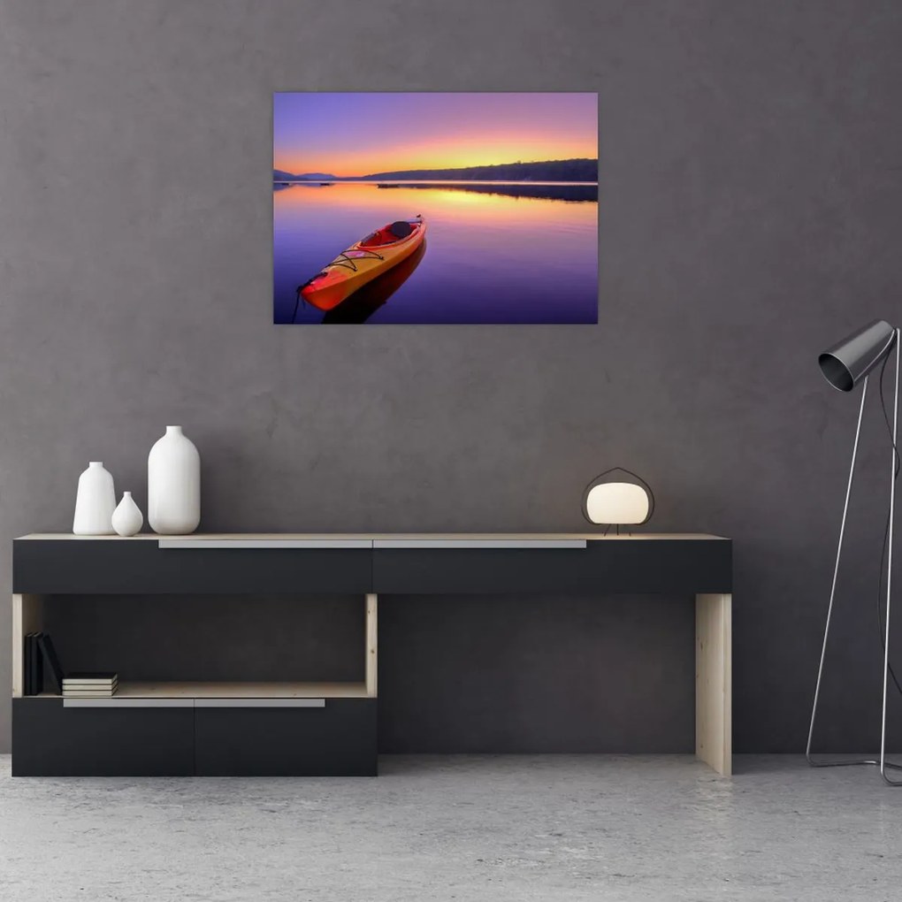 Üveg kép - Kajak a tavon (70x50 cm)