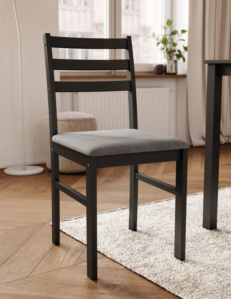 MAZZONI EXPORT TORINO étkezőgarnitúra asztal + 4 szék Fekete/Világosszürke (Savana 21 szövet) - FA ÉTKEZŐ GARNITÚRA KONYHÁBA/ÉTKEZŐBE