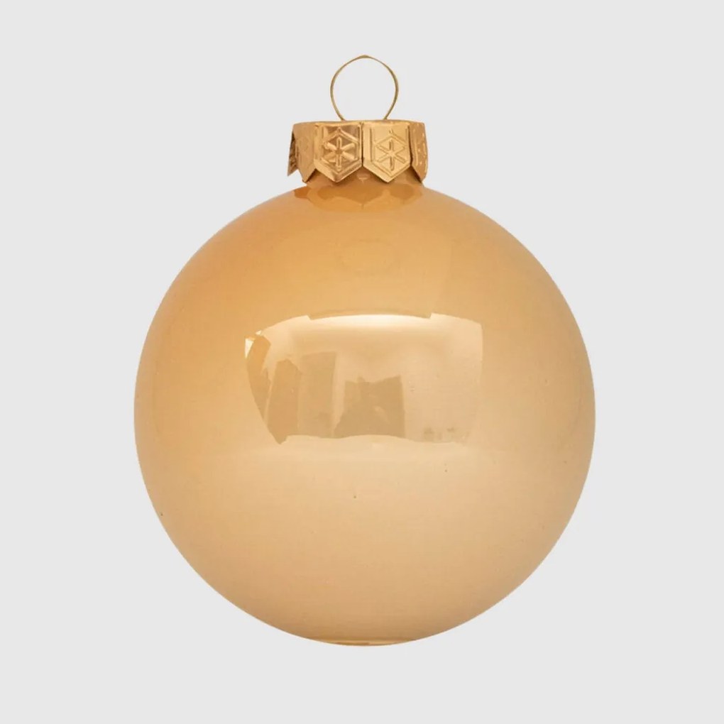 Champagne pezsgőszínű üveg karácsonyi gömb szett 6*8cm