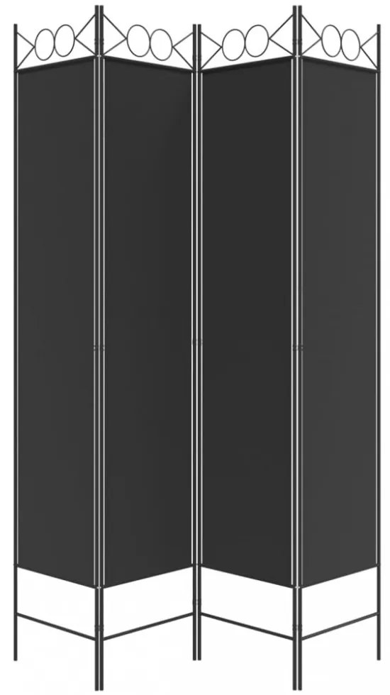 4 paneles fekete szövet térelválasztó 160x200 cm