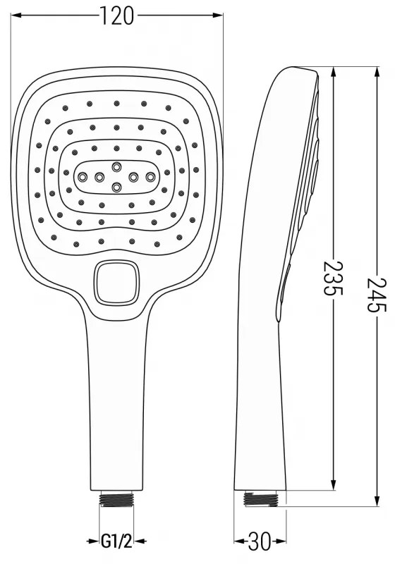 Mexen tartozékok - kézizuhanyfej Oval R-17, 3 funkciós, fekete, 79517-70