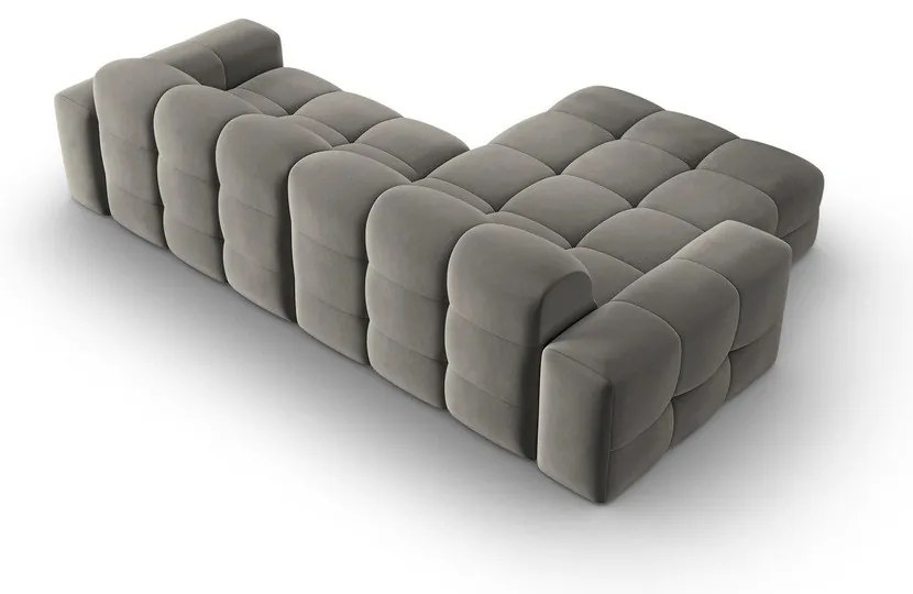 Szürke bársony sarokkanapé (bal oldali) Kendal – Micadoni Home