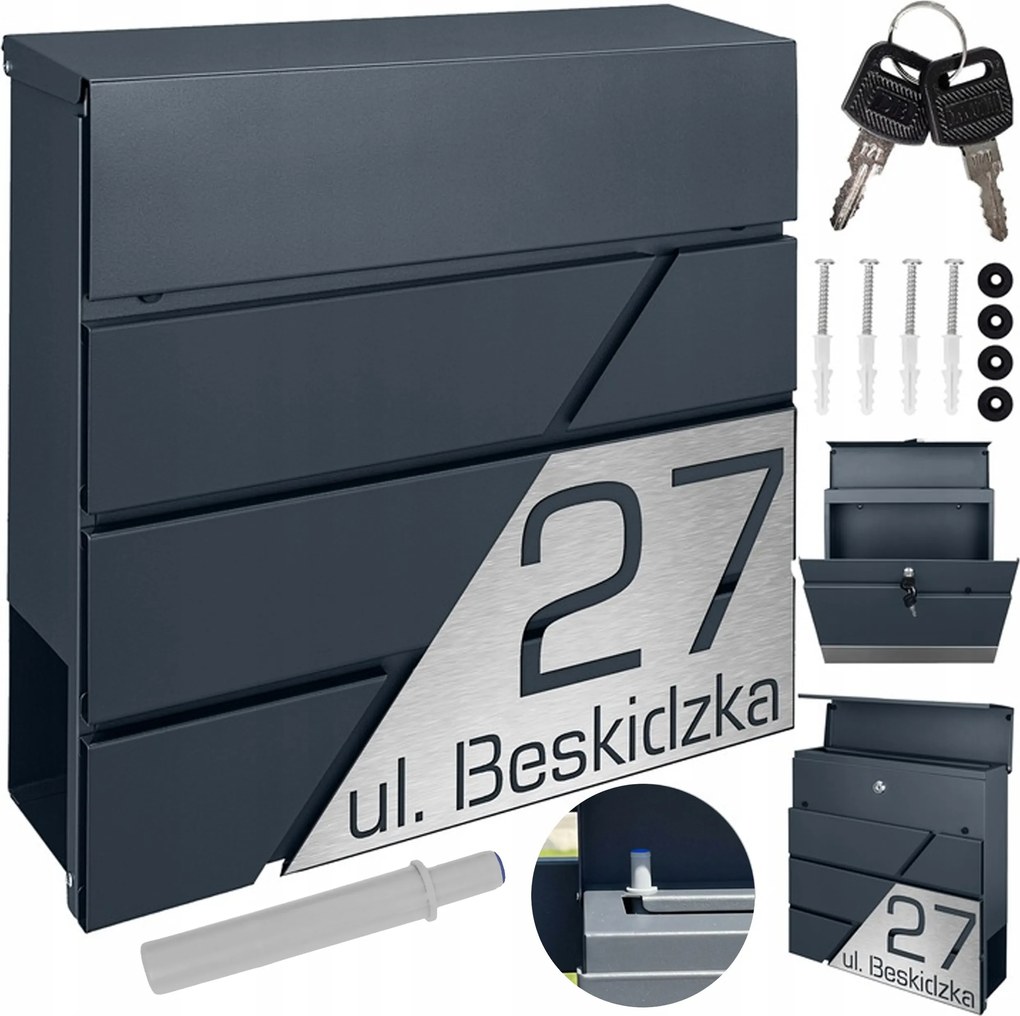 Antracit Doboz Gravírozott Laminált Címmel Modern Design