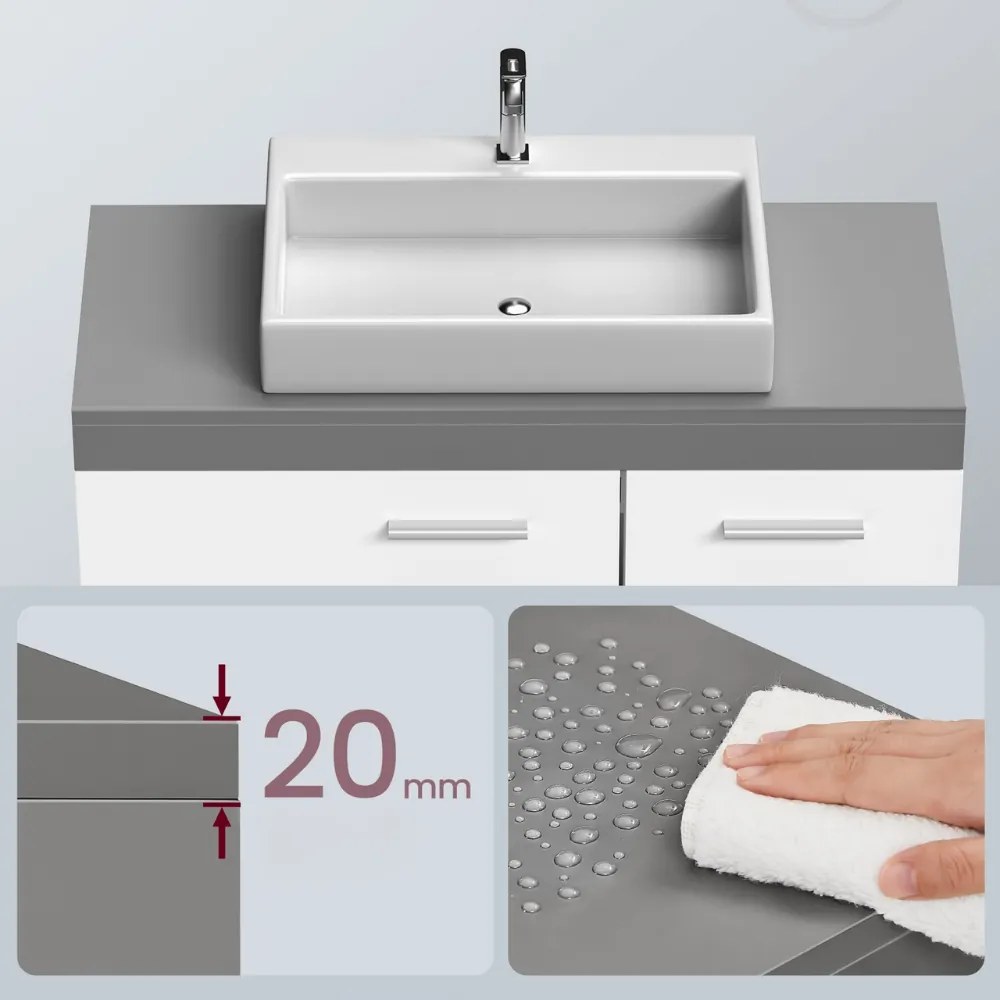 IVY mosdó alatti szekrény, 30x70x64 cm, fehér/szürke Vasagle