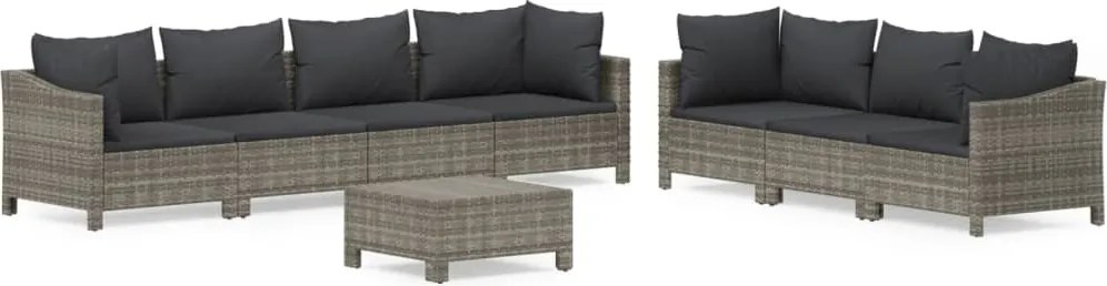 vidaXL 8 részes szürke polyrattan kerti ülőgarnitúra párnákkal