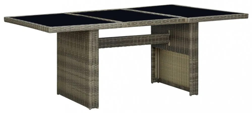barna polyrattan és edzett üveg kerti asztal