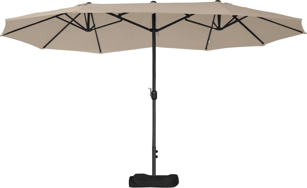 Outsunny Kerti Napernyő 4,6L x 2,7W x 2,4H m, Ráncigálós Nyitás-Zárás, Homokzsák és Állvány Tartozék, Erkélyre, Medencéhez, Khaki | Aosom